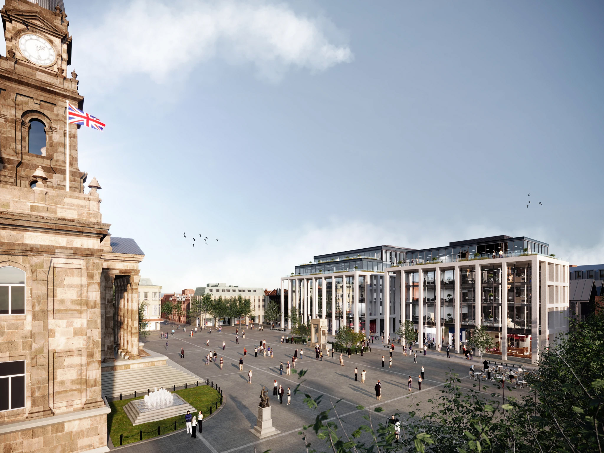 Bolton Victoria Square render — street level view by Chapman Taylor